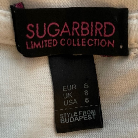 Sugarbird Limited Collection Gaga Oh La La RARE white cotton t-shirt, size 6 - Picture 2 of 12